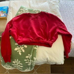 Bo+Tee Red Cropped Bubble Sweatshirt